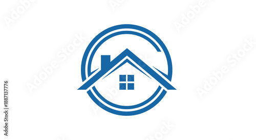 Circular House Logo Representing Real Estate, Architecture, And Development Concept
