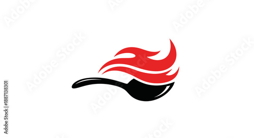 Creative Culinary Emblem: A Fusion Of Flame And Pan Depicting Delicious Dish