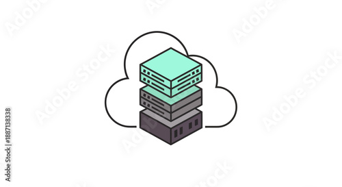 Cloud Computing Infrastructure Icon Depicting Data Storage and Digital Connectivity Concept