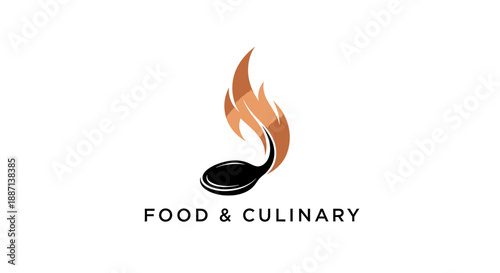 Creative Culinary Logo Concept Design Depicting a Flame-Inspired Spoon Symbol