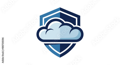 Cloud Computing Security Shield Icon: Safeguarding Digital Information Solutions