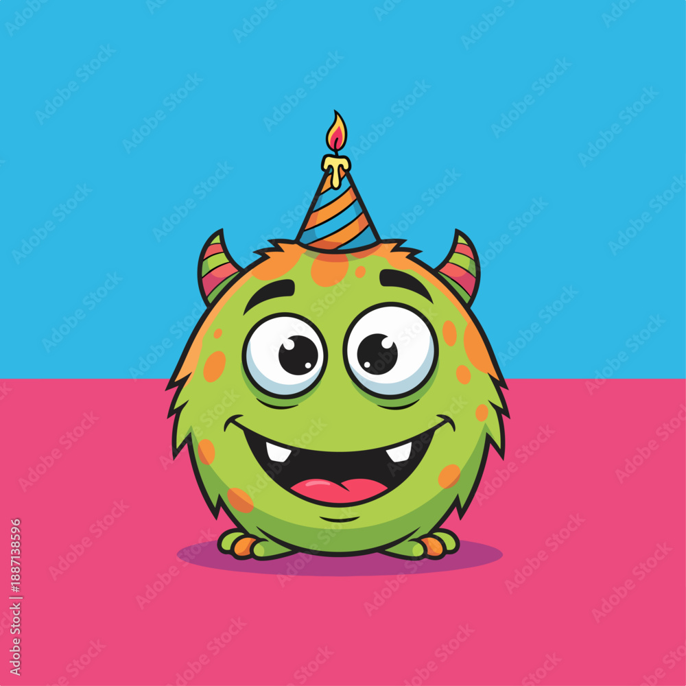 Fototapeta premium A playful, colorful pattern of cute cartoon monsters with one or multiple eyes and varied expressions fills the frame, creating a whimsical and cheerful design.
