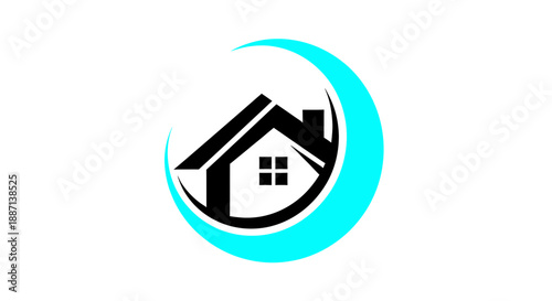 Creative Domestic Architecture Logo With Crescent Element in Modern Graphic Design.