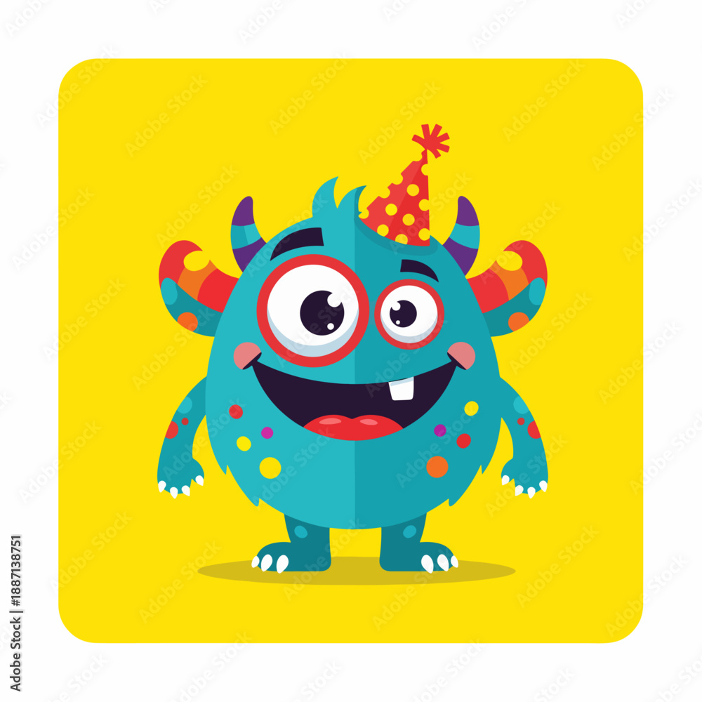 Fototapeta premium Funny Green Cartoon Party Monster
