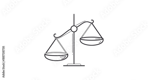Conceptual And Artistic Line Drawing Of A Balance Scale Depicting Justice And Fairness
