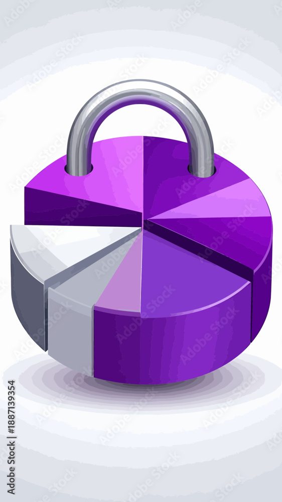 Fototapeta premium Data Security Concept Representing a Locked Pie Chart or Segmentation Analysis