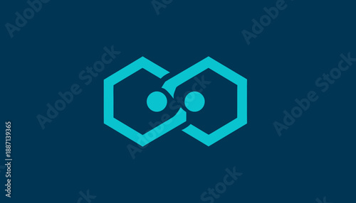 Connected Hexagons Symbolizing Collaboration and Technological Interconnection With Dark Blue