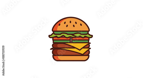 Deliciously Illustrated Burger Design with Fresh Ingredients And Vibrant Colors