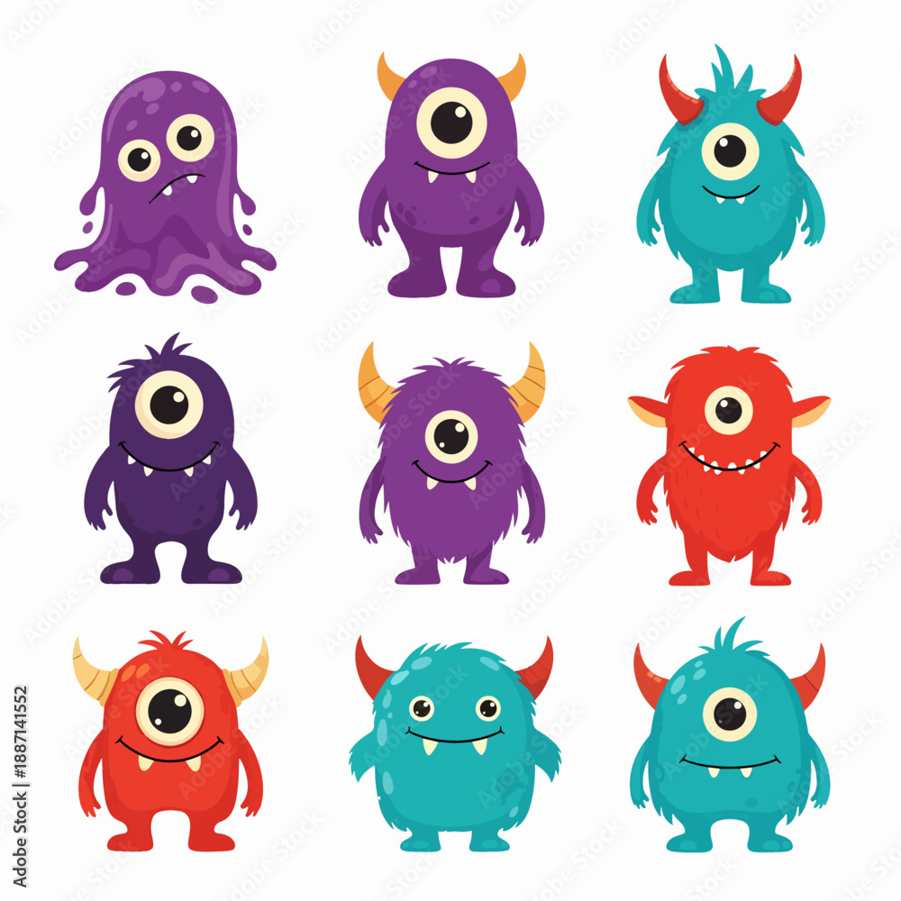 Fototapeta premium Group of cute and funny monsters