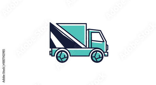 Delivery Truck Icon Representing Shipping and Conveyance of Goods on White