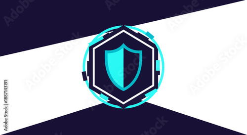 Digital Security Emblem Demonstrating Protection and Guarding Against Cyber Threats