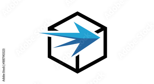 Digital Transformation Design: Innovative Arrow-Shaped Vector Within a Hexagonal Framework