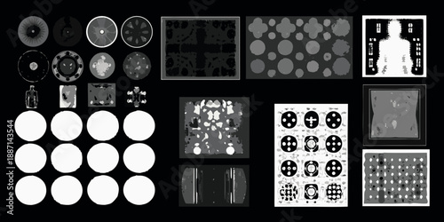 A collection of grayscale images displaying various patterns and shapes