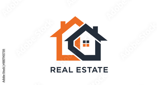 Dual House Logo Illustrating Property Ownership and Real Estate Solutions for Clients
