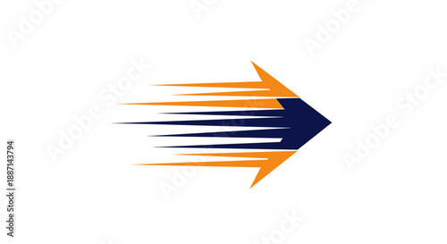 Dynamic Directional Icon Representing Swift Movement, Progress, and Forward Momentum