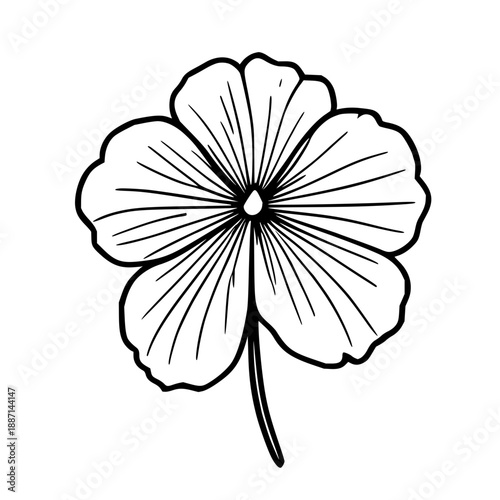 Geranium flower icon with five symmetrical petals and plain center, clean vector illustration for botanical design projects or floral graphics need