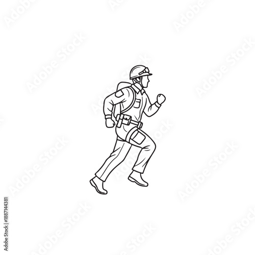 Wallpaper Mural Astronaut Running in Minimalist Line Art with Monochromatic Color on White Background for Space Exploration Torontodigital.ca