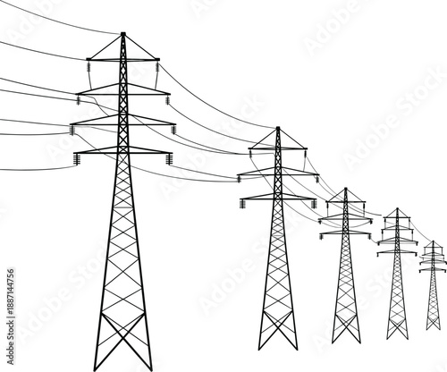  infrastructure, industrial, energy, voltage, grid, network, silhouette, black, white, background, modern, technology, engineering, utility, connection, supply,