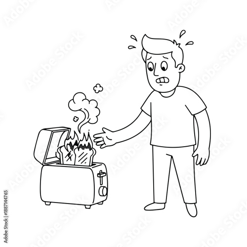 Man shocked by burning toaster with smoke
