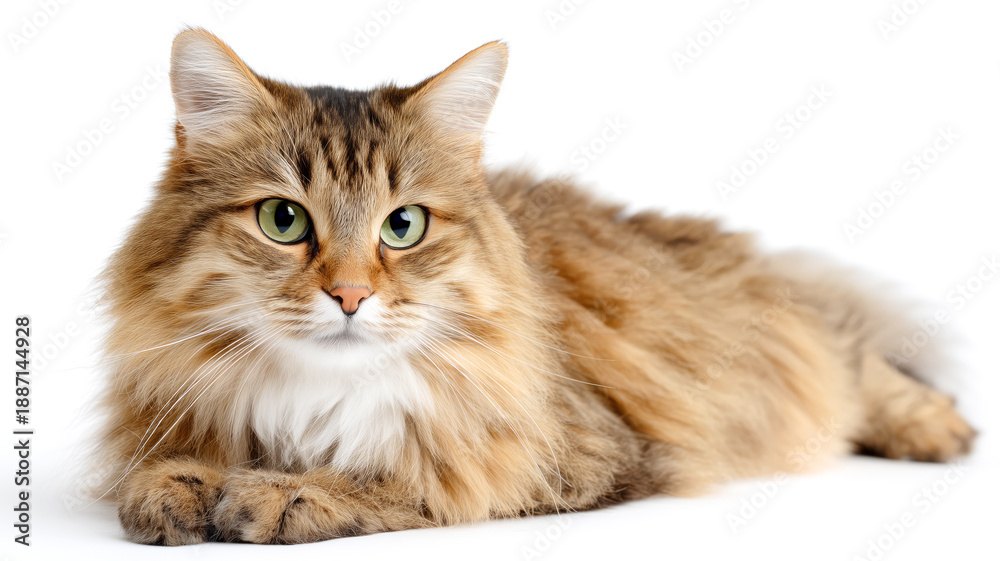 Fototapeta premium Calm Senior Cat with Confident Expression on White Background