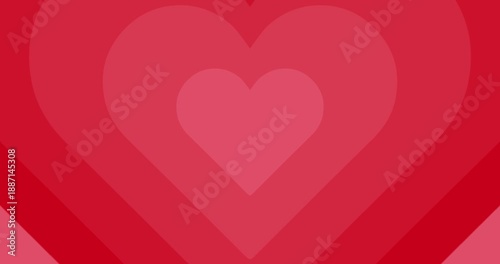 Moving hypnotic red Heart in fast motion. Seamless Psychedelic hearts for Valentines day concept. The 14th of February.