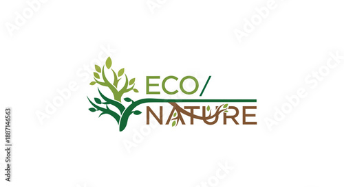 Eco-Friendly Emblem with Natural Elements for Sustainable Green Living and Environmental Awareness