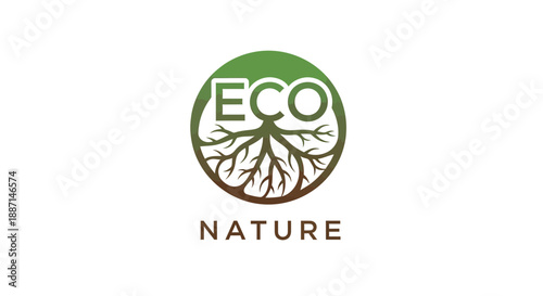 Eco-Friendly Emblem with Natural Elements, Representing Environmental Harmony and Sustainability