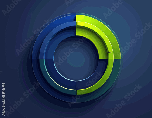 Dynamic Three Dimensional Ring Chart Visualizing Data Segments and Market Share