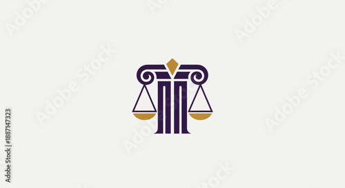 Elegant Abstract Design Of Justice Scales And Pillars With Geometric Elements