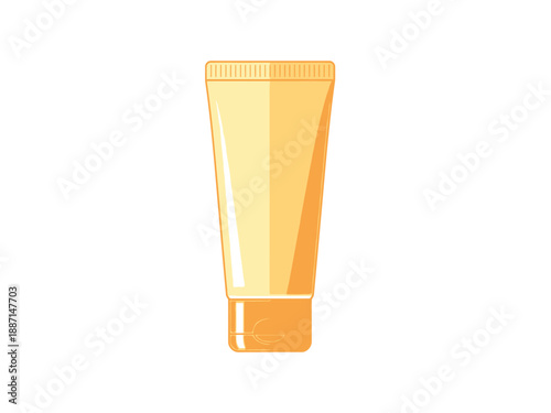 Yelloworange cosmetic squeeze tube with a fliptop cap isolated on white