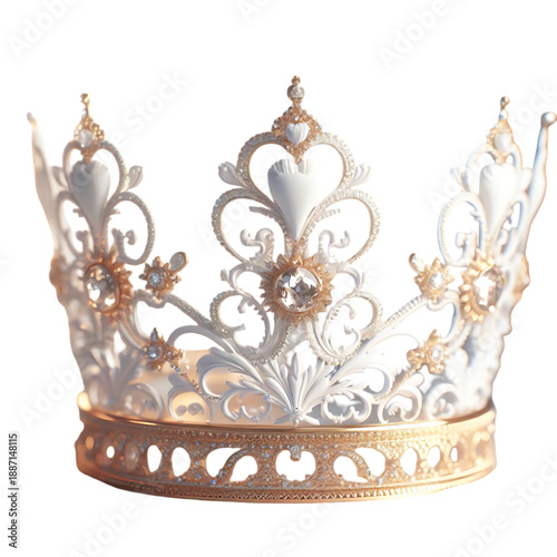 Elegant ornate crown adorned with sparkling jewels and intricate gold detailing