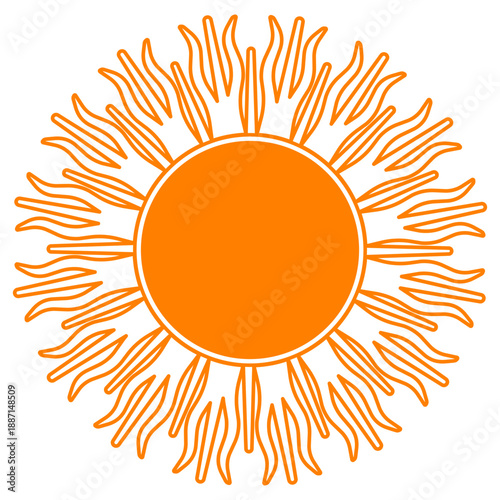 Sun with straight radial rays and hollow center graphic