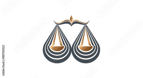 Elegant Abstract Symbol Depicting Justice, Balance, Fairness, And Law, Minimalist Icon