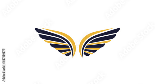 Elegant Abstract Wing Design Featuring Gold Elements for Emblem or Logo