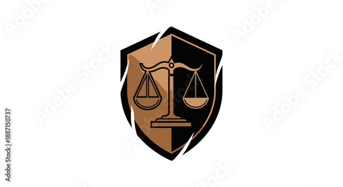 Elegant Illustration Of Justice Scales Within a Shield For Legal Professionals