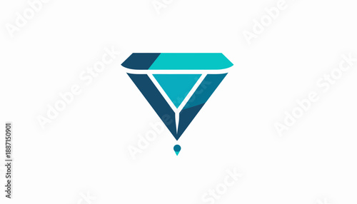 Elegant Diamond Emblem Showcasing Sharp Geometric Design With a Striking Turquoise Hue