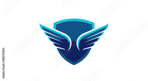 Elegant Emblem with Wings and Shield Representing Protection and Swiftness Across Spaces