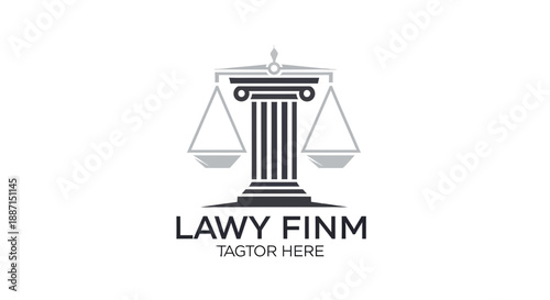 Elegant Legal Firm Logo Featuring Scales of Justice and Classical Architectural Elements