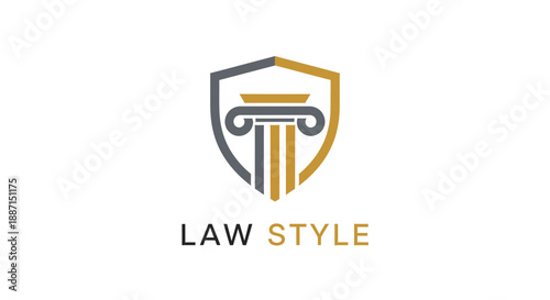 Elegant Legal Identity: A Shielded Column, Law Style emblem for Law Firms