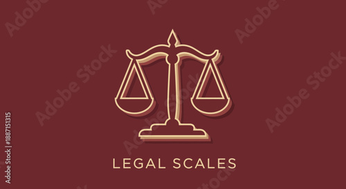 Elegant Legal Scales Illustration Against a Rich Maroon Background for Professional Use