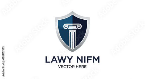 Elegant Legal Shield Insignia Featuring Pillar Icon And Modern Typography Design