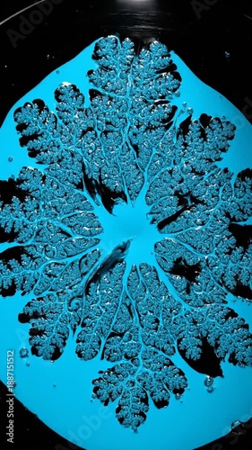 Dynamic Microscopic Fractal Patterns Emerge In Hypnotic Turquoise Liquid Flow