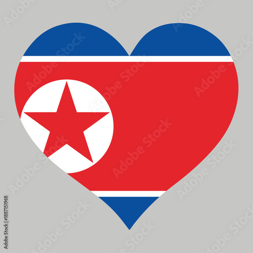 Free Download North Korean flag in heart shape, vector illustration on isolated background. - GFXLoad