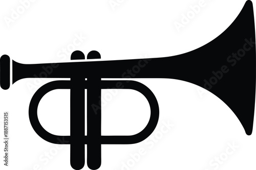 Bugle silhouette vector art illustration and minimal black and white design