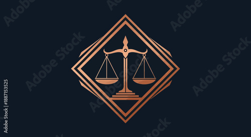 Elegant Scale Of Justice Emblem With Geometric Frame Premium Design Concept
