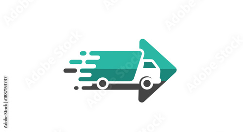 Express Delivery And Shipping Services Logo Concept With Arrow And Stylized Truck