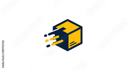 Express Delivery Box Graphic With Velocity Lines Perfect For Shipping Concepts