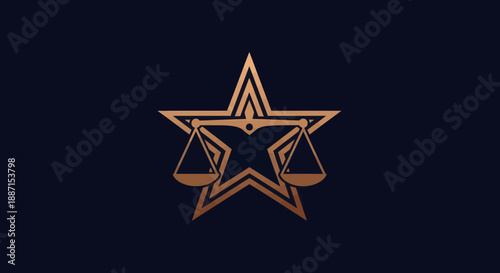 Elegant Star Combining Scales Emblem Concept For Justice, Law, And Professional Services