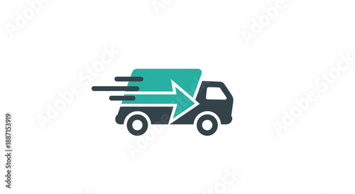 Express Delivery Truck Icon Depicting Quick Distribution and Speedy Transportation Services