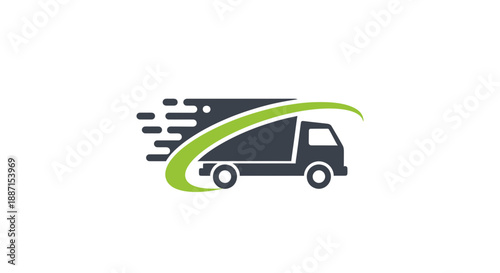 Express Delivery Truck Icon On White Background Represents Logistics And Shipping